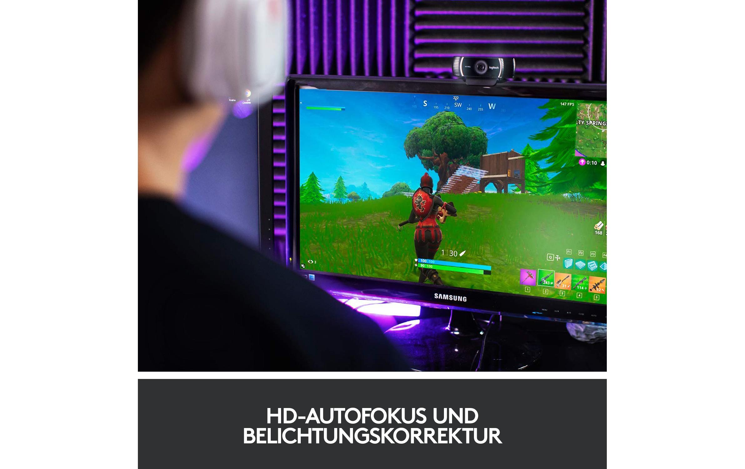 Webcam C922 Pro Stream , mit Stativ, Full-HD 1080p, USBWebcam für Livestreaming und Aufzeichnung