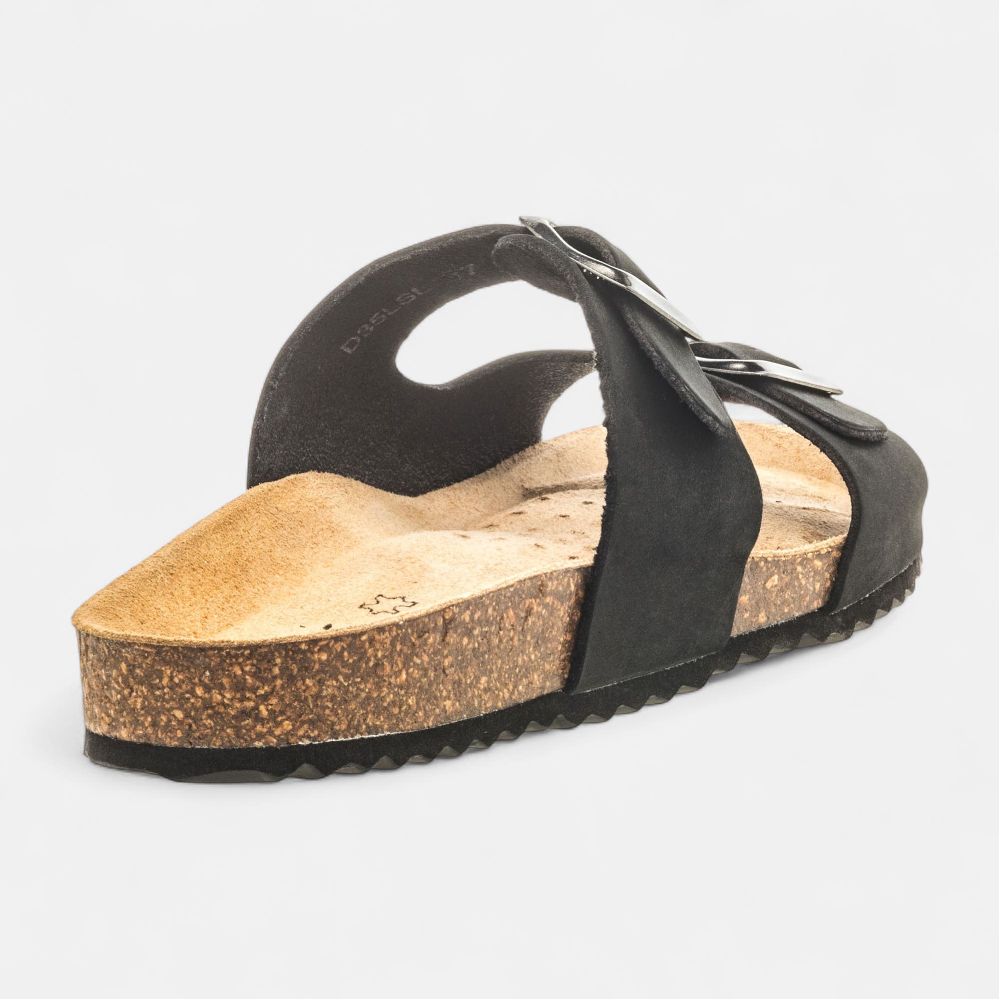 Mules semelle liège Femme en cuir noir