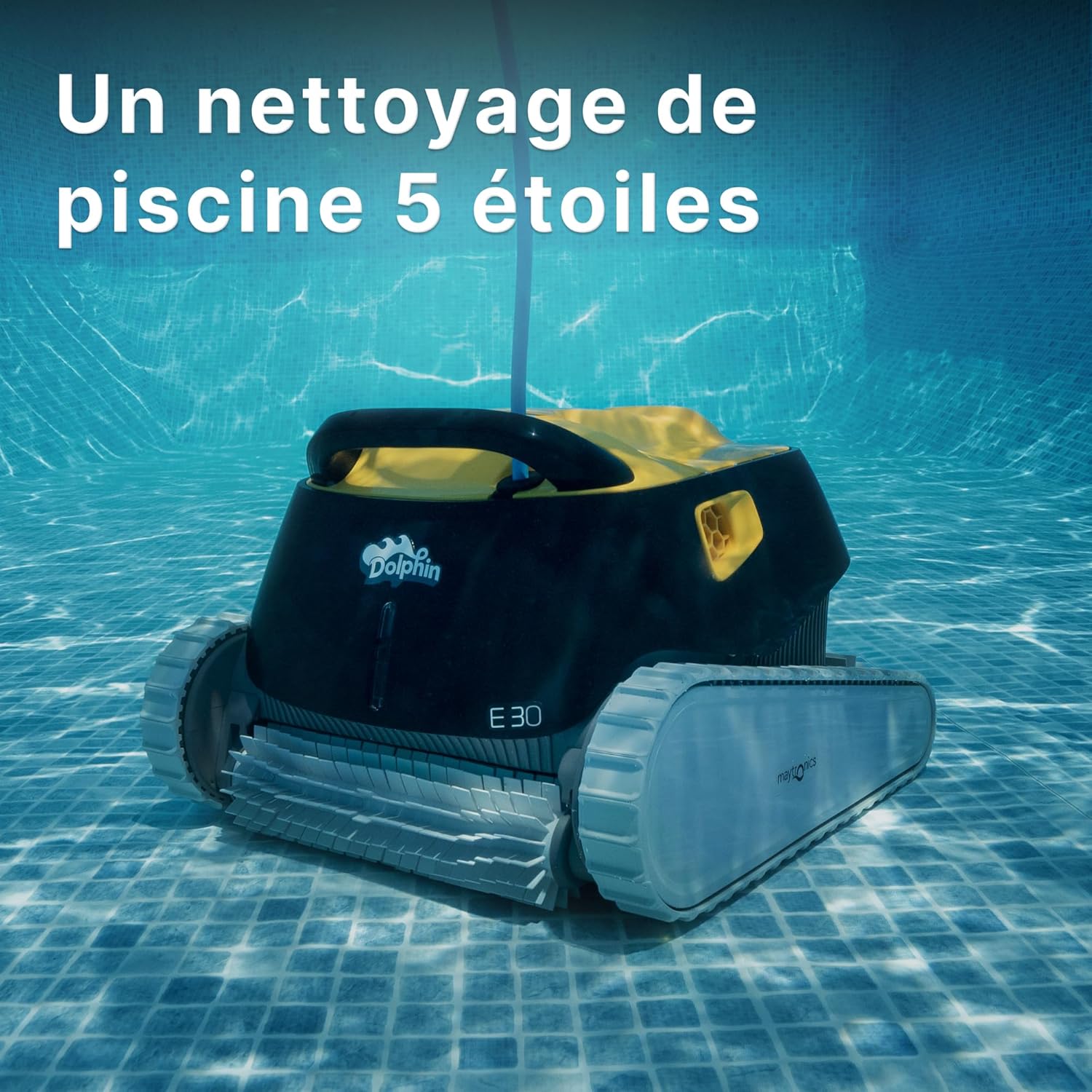 Dolphin E série Robot Nettoyeur électrique avec Fil pour Piscine Hors-Sol Jusqu’à 12 m - Nettoyage Fond et parois - Filtration Ultra Fine