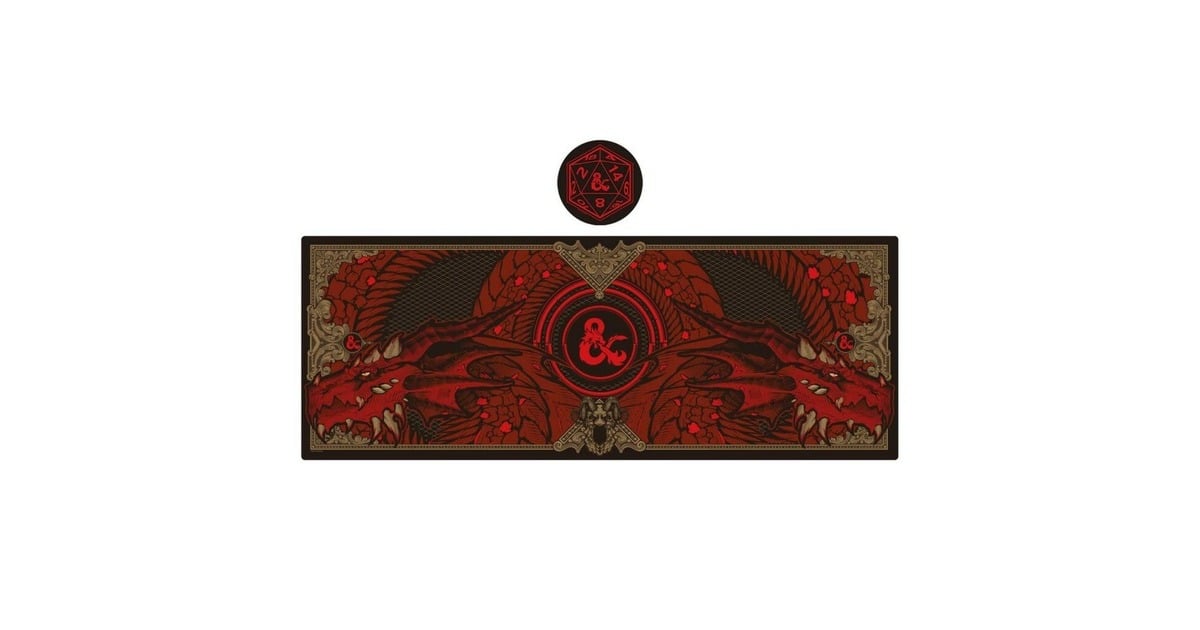 Dungeons and Dragons: Desk Mat & Coaster Set gaming muismat  (Donkerrood/zwart)