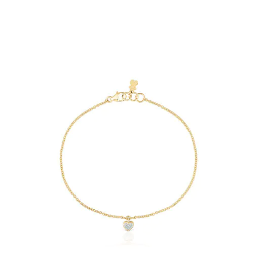 Pulseira de ouro e diamantes com motivo de coração para o Dia dos Namorados.