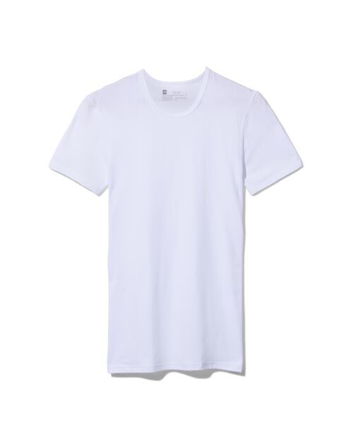 2 t-shirts homme slim fit col rond sans coutures blanc