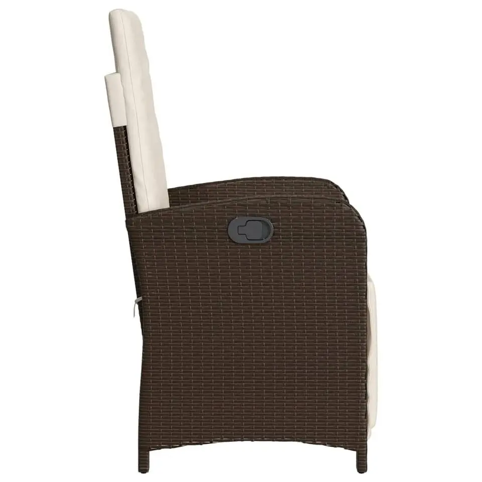 vidaXL - Verstelbare tuinstoelen - Voetensteun - Bruin - Poly rattan - 2 stuks