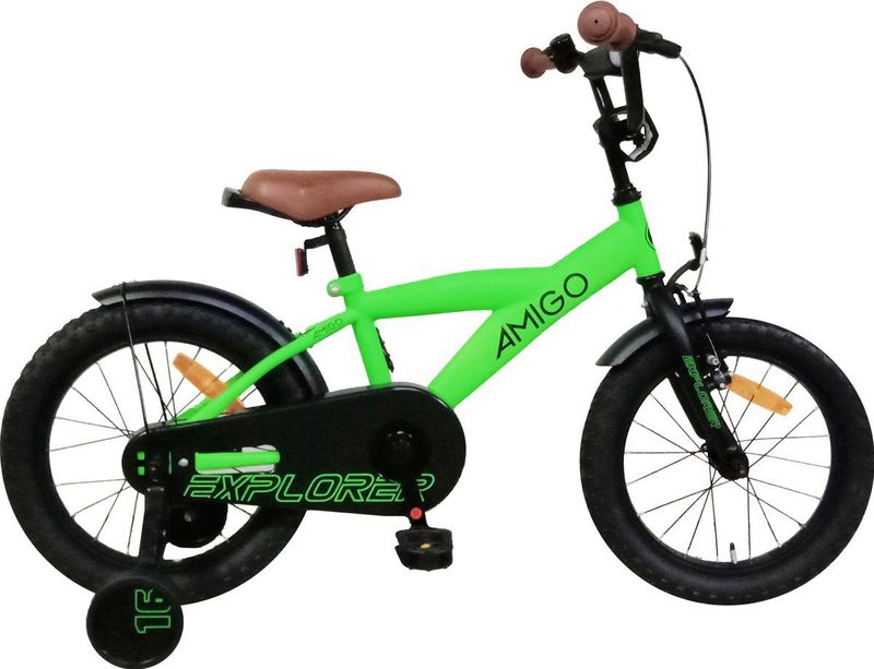 AMIGO - Explorer - Jongensfiets - Groen/Zwart - 16 Inch - Terugtraprem