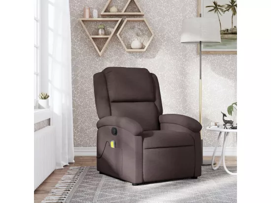 Fauteuil de massage inclinable Marron foncé Tissu