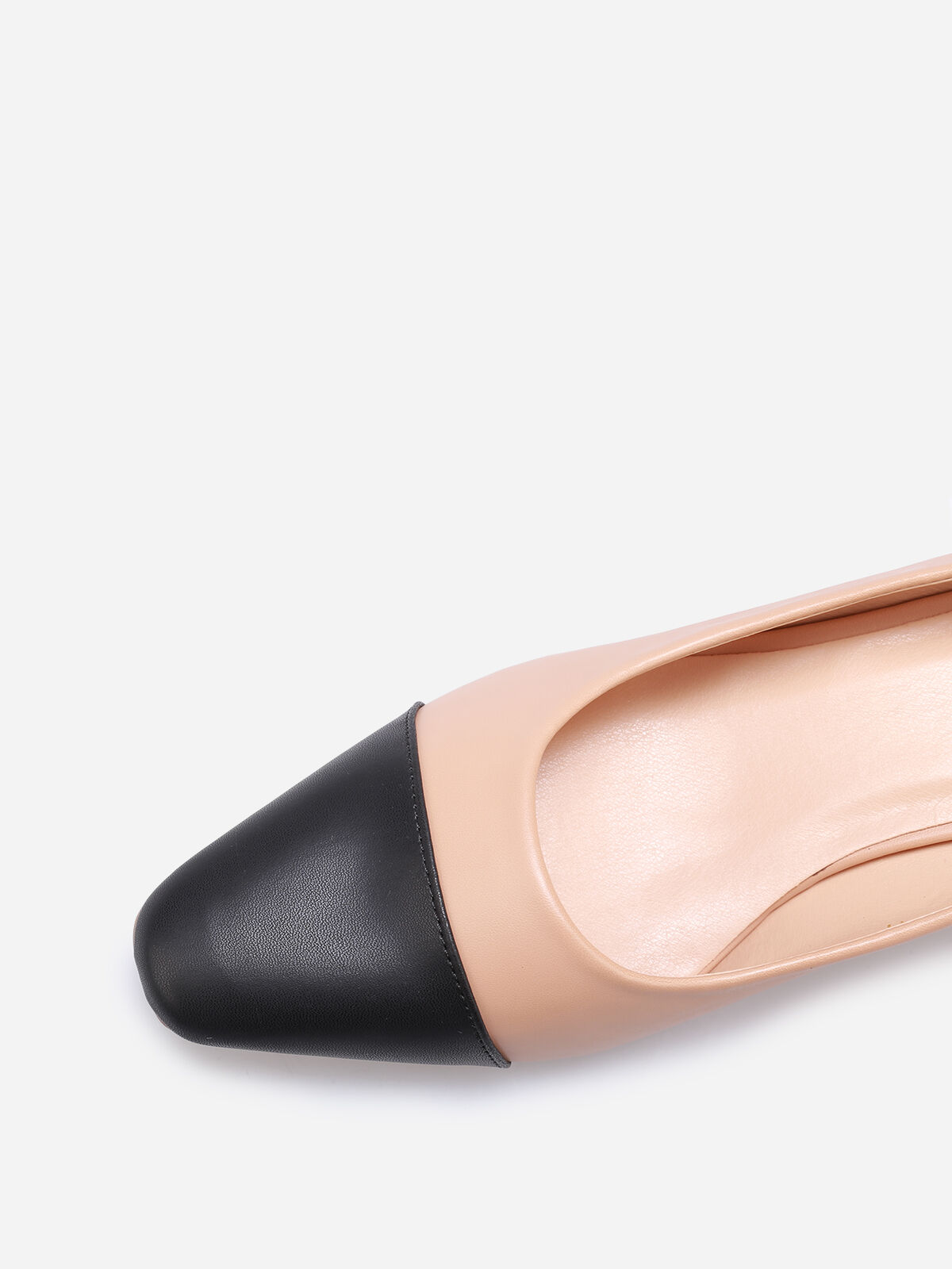 Escarpins bi-matières à bout carré grandes tailles- Beige