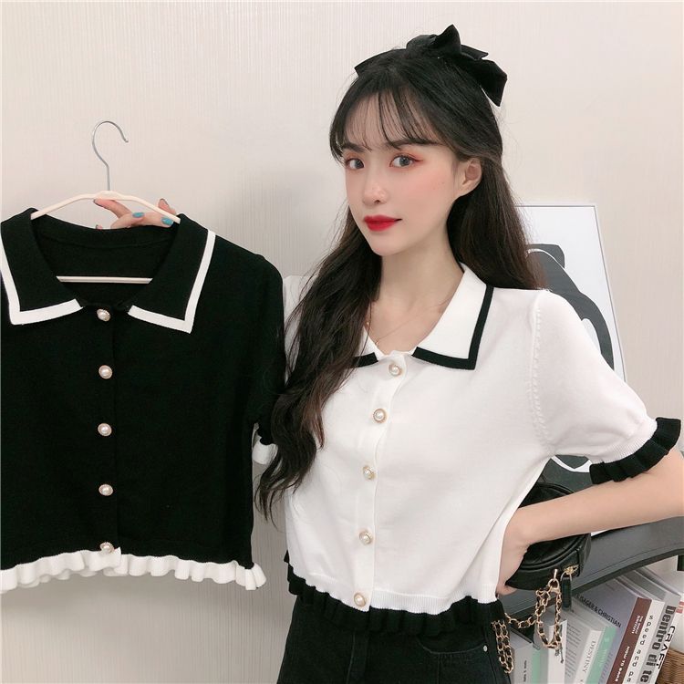 Shinsei - Blouse met korte mouwen en ruches