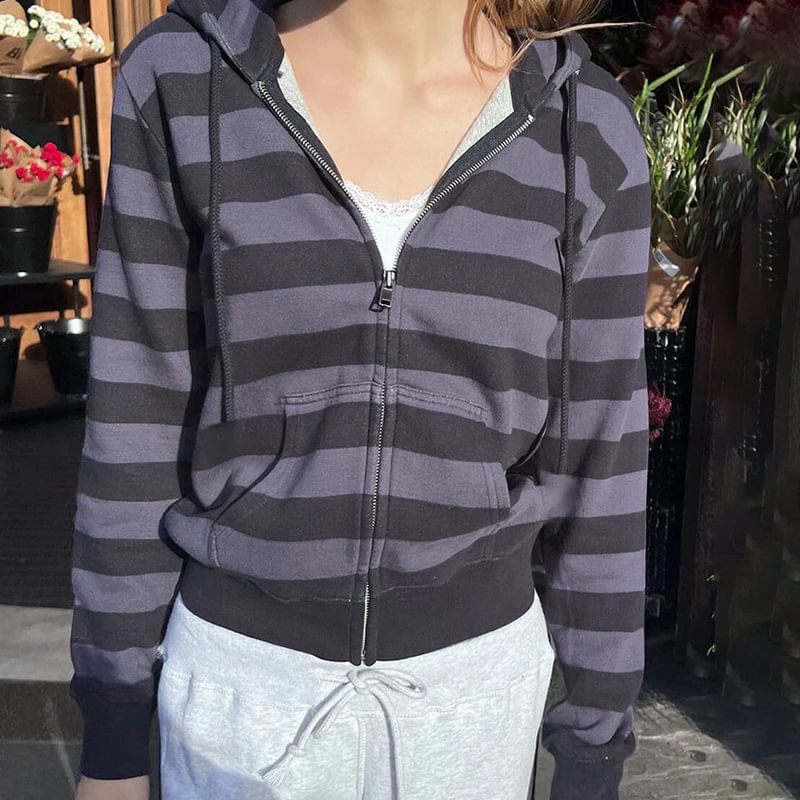 BrickBlack - Gestreepte hoodie met rits