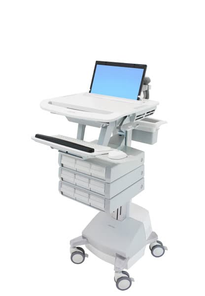 Ergotron StyleView - Vogn - åpen arkitektur - for notebook / tastatur / mus - medisinsk - aluminium, forsinket stål, kvalitetsplast - grå, hvit, pole