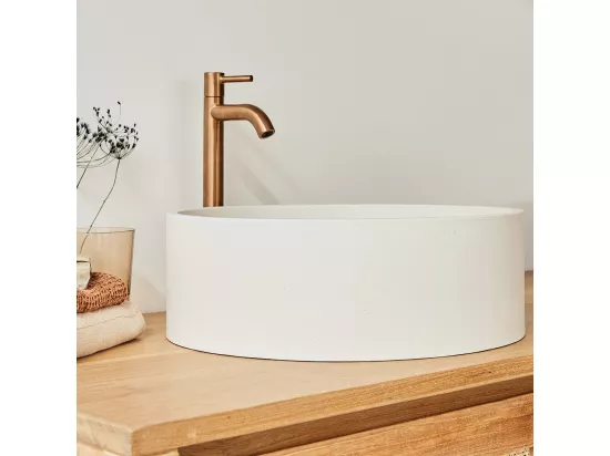 Vasque tambour en béton beige