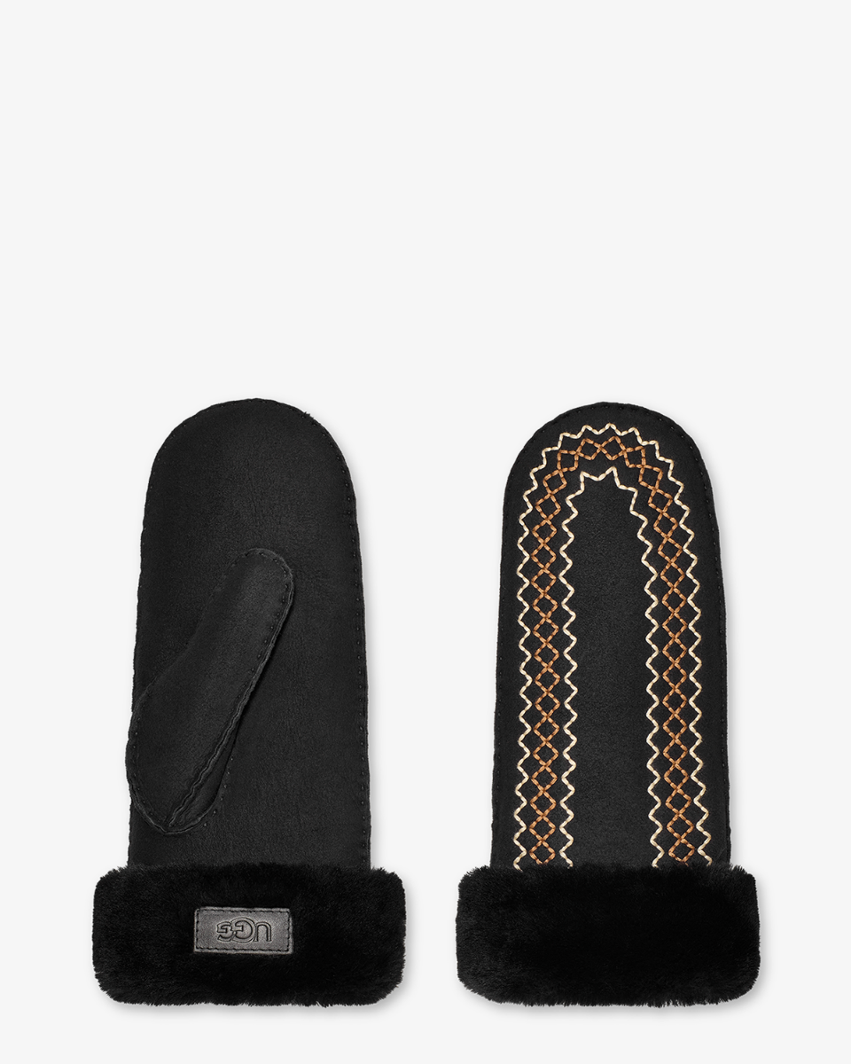 UGG Atherson Embroidered Mitten Black Dameshandschoenen