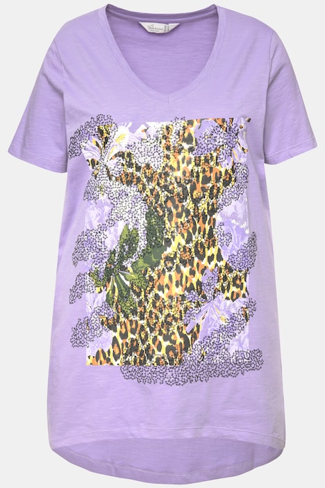 T-Shirt, A-Linie, Leo-Motiv, Halbarm