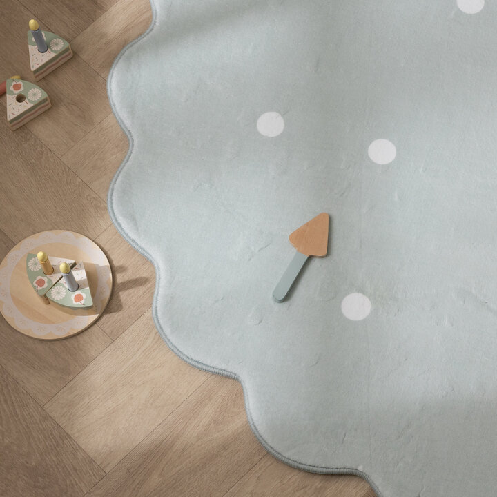 Rond wasbaar vloerkleed - Cloudy Stippen Mint