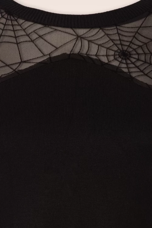 Vixen Spiderweb mesh sweater in zwart