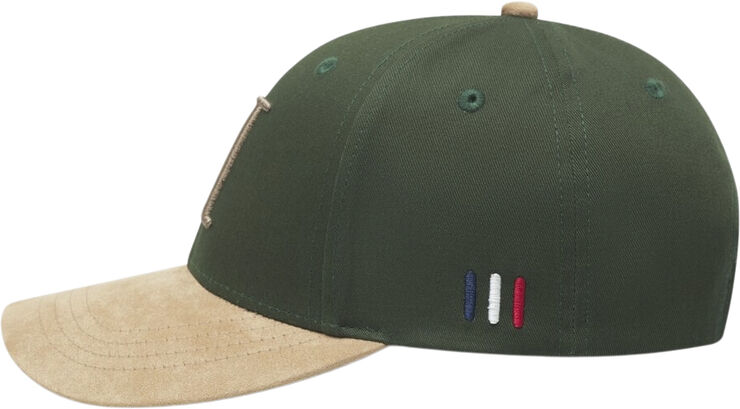 Les Deux Baseball Cap Contrast Suede II Dark chive green/warm sand