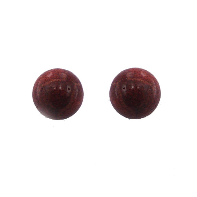 Boucles d'oreilles, clou en gorgone rouge