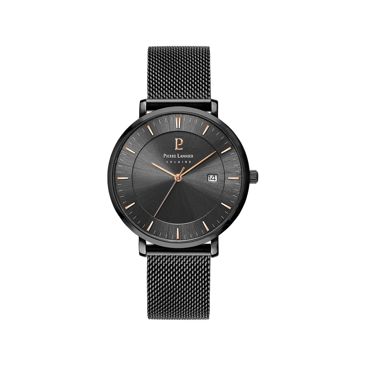Montre Pierre Lannier homme solaire bracelet acier noir