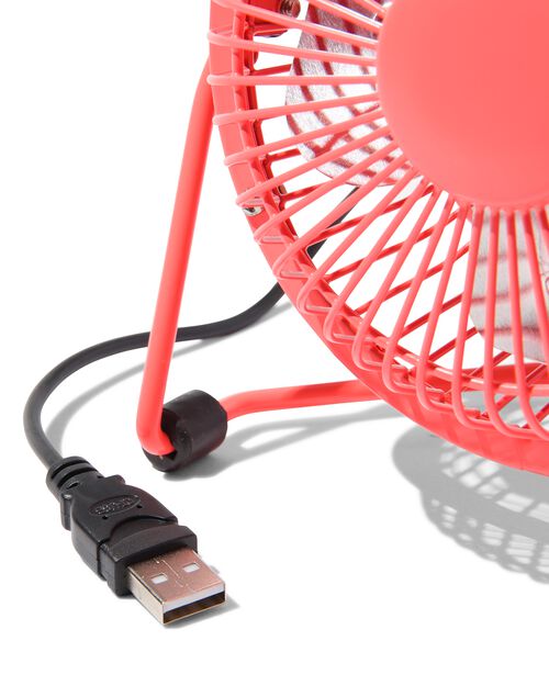 ventilateur de table USB rétro orange fluo Ø10cm