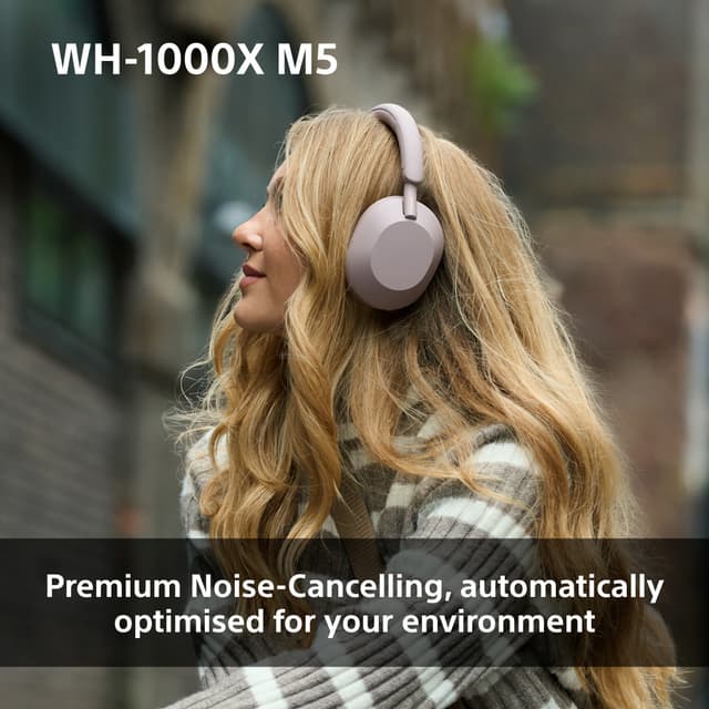 Sony WH-1000XM5 trådløse around-ear høretelefoner (platinum silver)