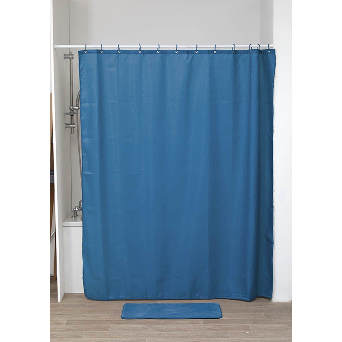 RIDEAU DE DOUCHE POLYESTER 180X200CM MOTIFS DIAMANTS CANARD