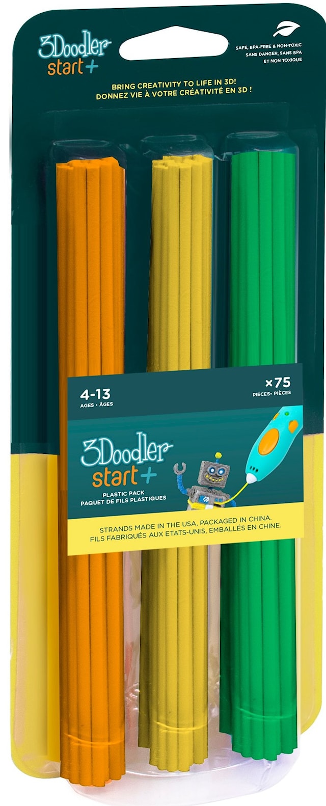 3Doodler START+ Mix2 75-pakke Grønn/Gul/Oransje