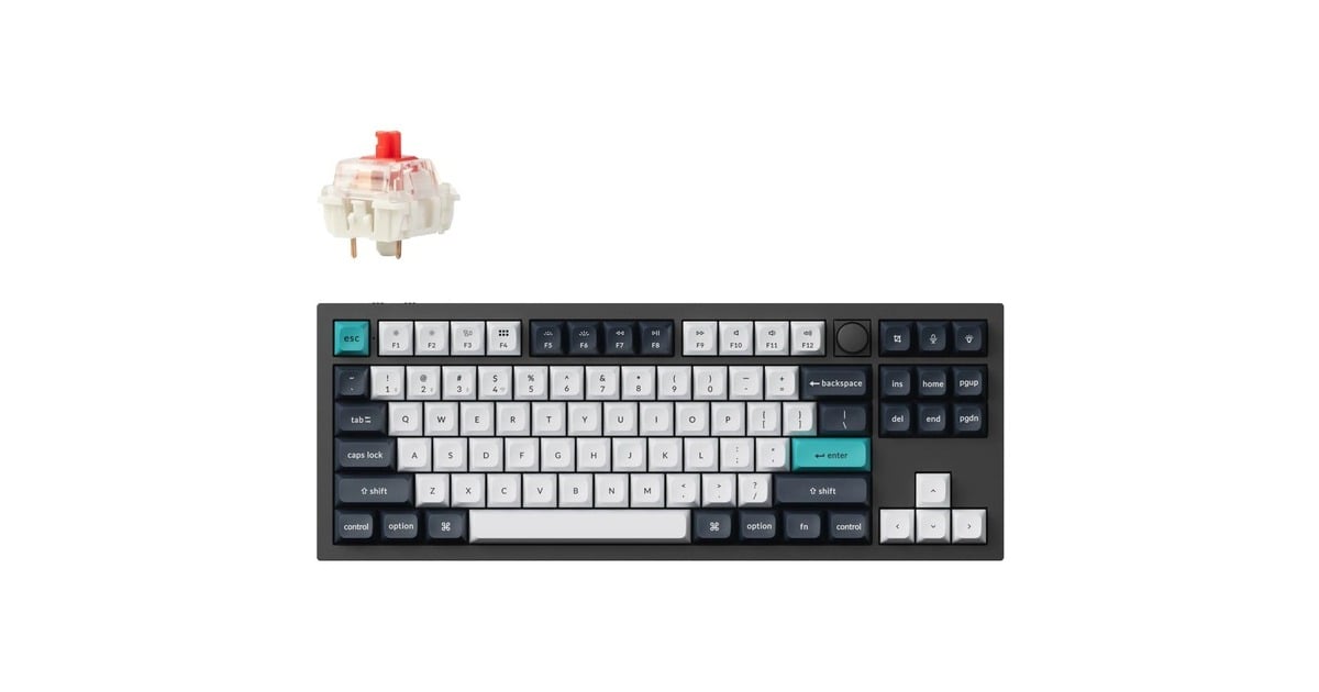 KeychronQ3 Max-M1, toetsenbord  (Zwart, US lay-out, Gateron Jupiter Red, RGB leds, 80% TKL, KSA double-shot PBT, hot swap, Knob, 2.4GHz | Bluetooth 5.1 | USB-C)