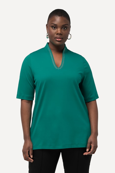 T-Shirt, Pima Cotton, A-Linie, Kelchkragen, Halbarm