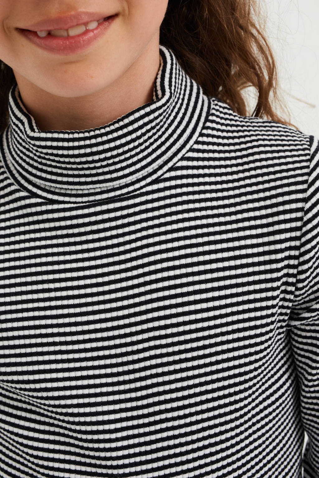 WE Fashion gestreepte top zwart/wit