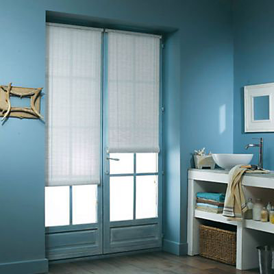 Store enrouleur tamisant bois tissé Ballauff blanc 120 x 220 cm