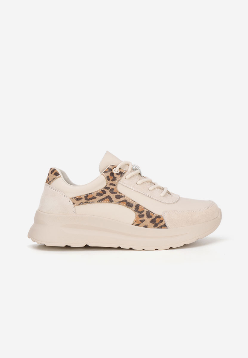 Baskets pour femme en cuir beige Arkania