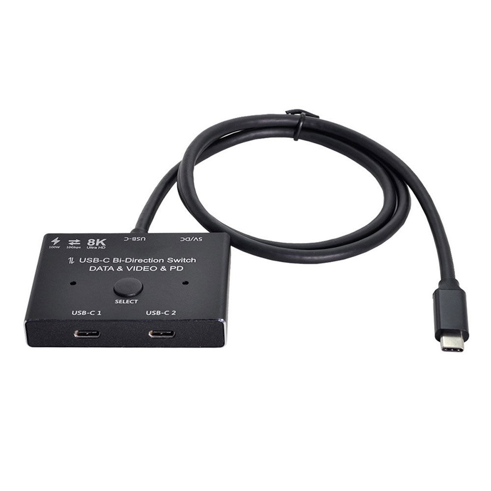 (50cm) 2in1 USB C Audio und Video KVM-Switch für bis zu 2 Computer mit 2x USB C Port (PD 100W / 8K@30Hz / 10 Gbit/s) - Grau