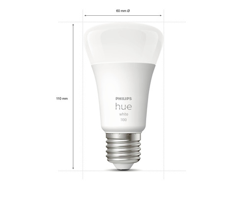 Philips Hue dimbare witte matte lamp, 2 x E27/9,5W (75W) 1100 lm 2700 K, 2 stuks - Compatibel met SMART HOME van Hornbach
