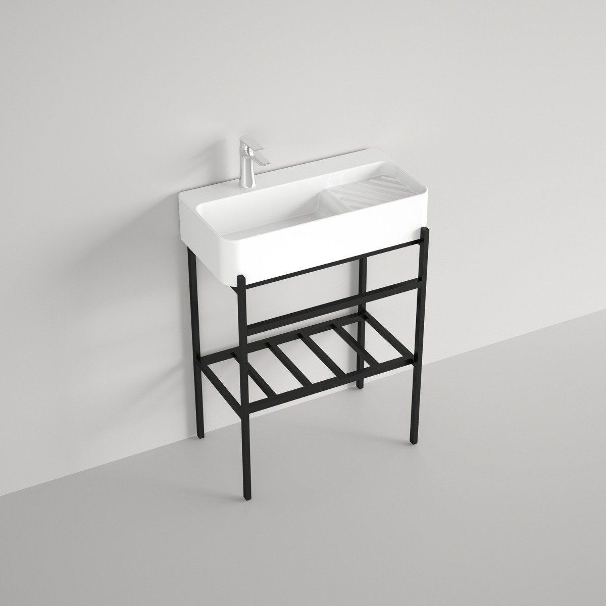 Badstuber Delta witte wastafel 60x31x82cm met zwarte poten