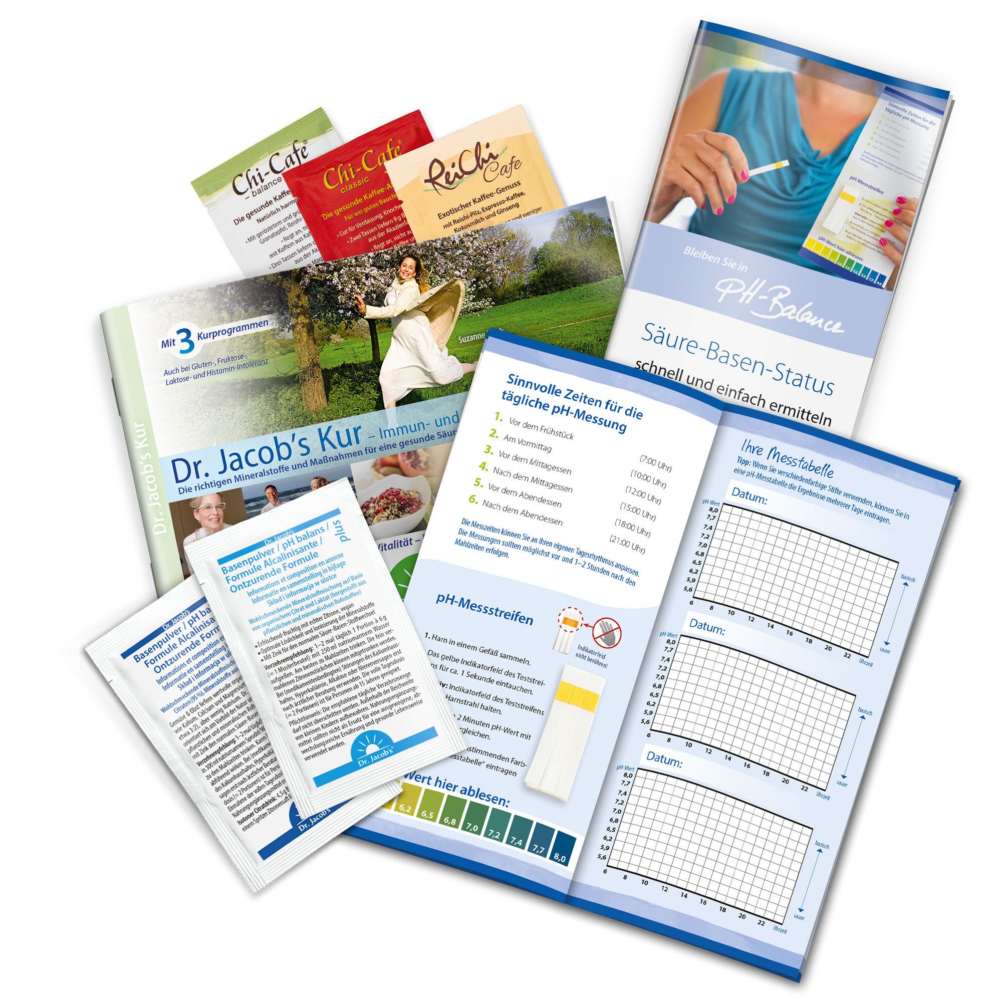 Dr. Jacob's Basen-Kur Probierpaket pH-Balance, Basenpulver & Chi-Cafe