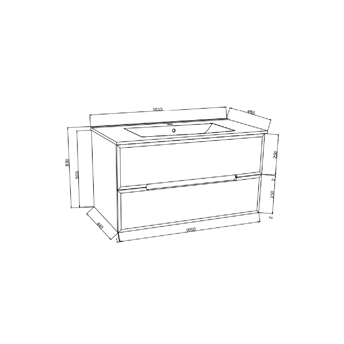 Kiamami Valentina Meuble salle de bain 100 cm Bleu et chêne