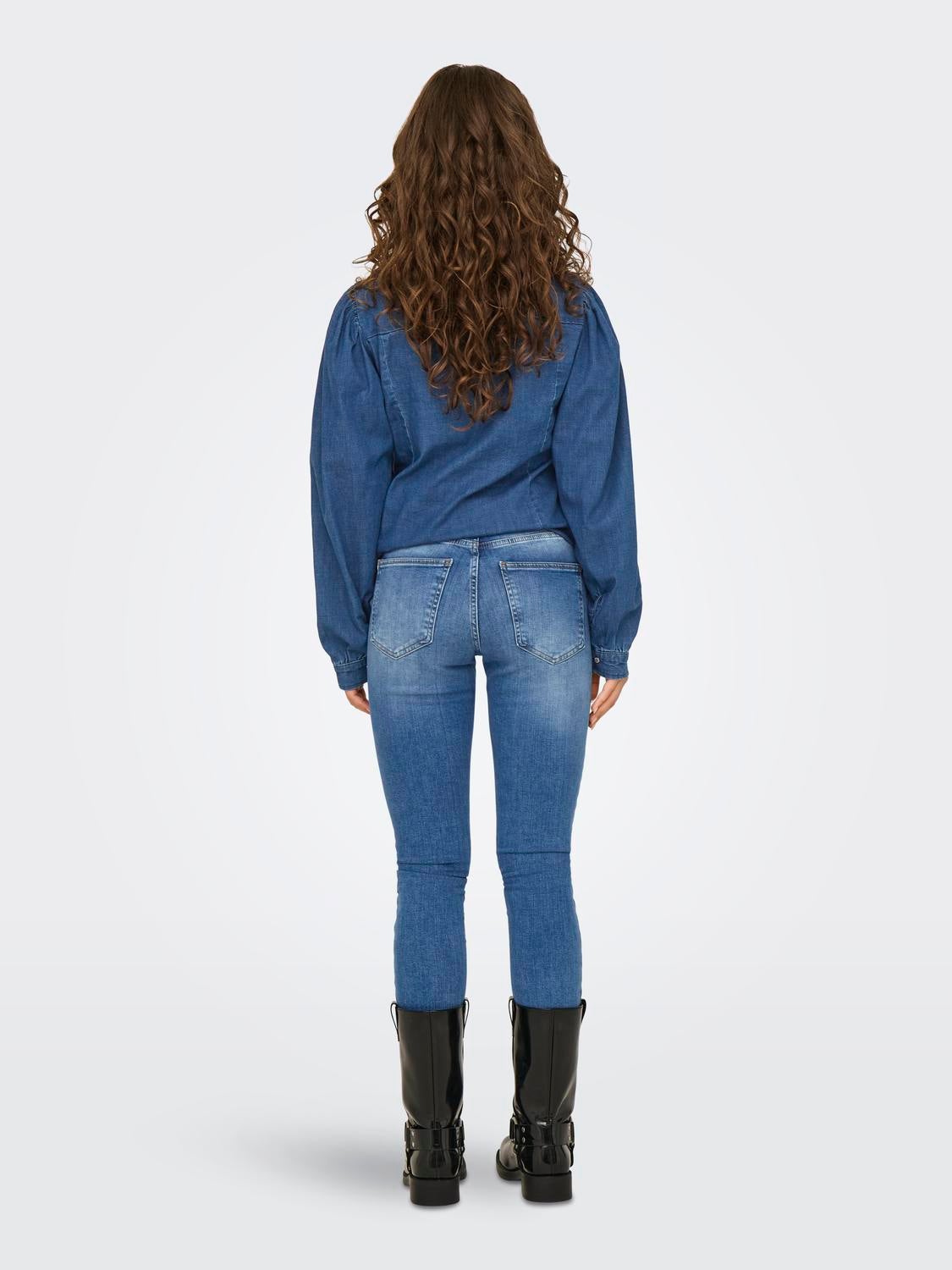 ONLFOREVER Hohe Taille Skinny Fit Jeans Dark Medium Blue Denim