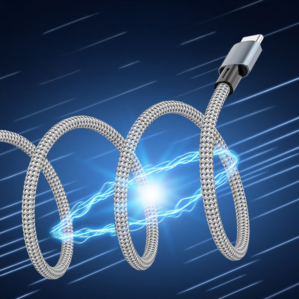 (1m) 12W USB A auf Lightning Nylon Magnet Ladekabel Fast Charging Power Delivery Datenkabel  - Schwarz / Grau