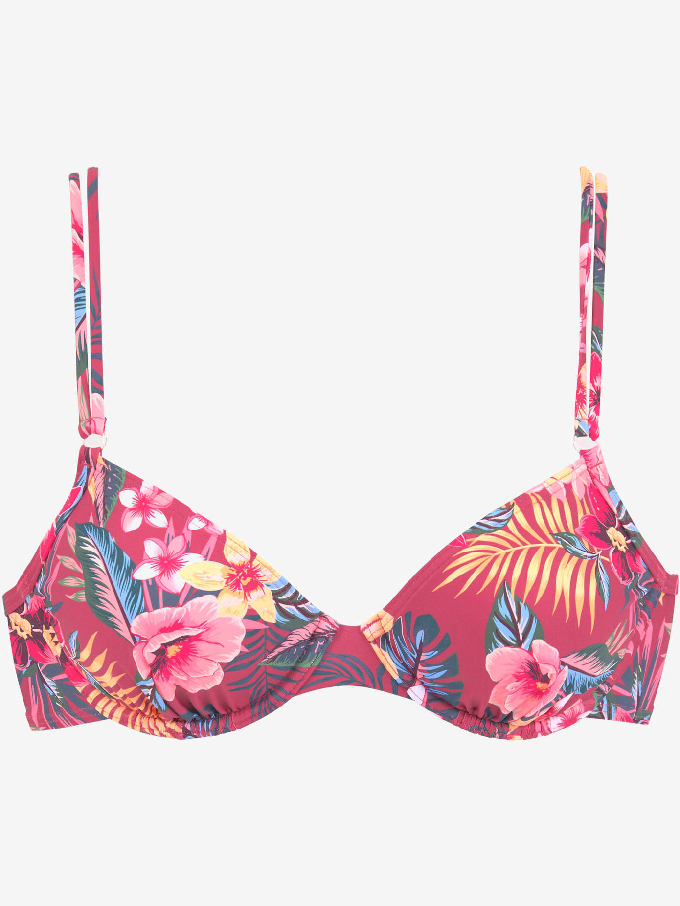 Haut de maillot de bain à armatures imprimé tropical