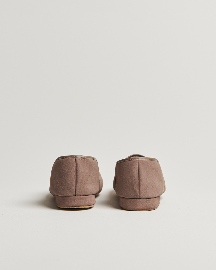 Derek Rose Crawford Sheepskin Suede Slippers Beige
