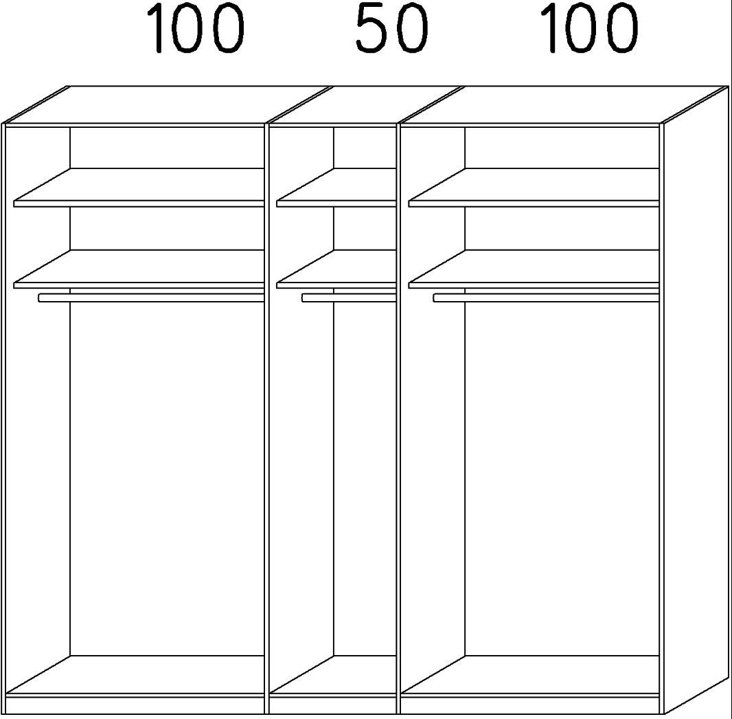 Drehtürenschrank - schwarz - Atlantic Oak - Spiegel