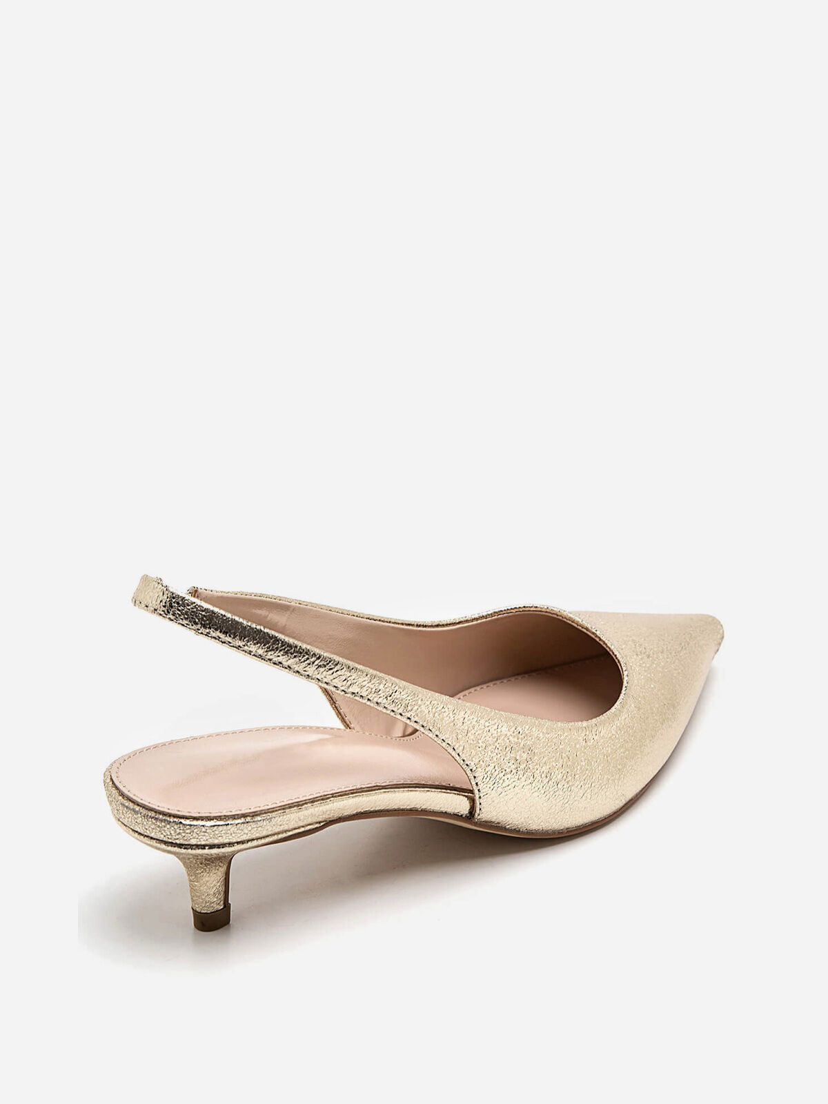 Escarpins slingback en simili texturé- Doré