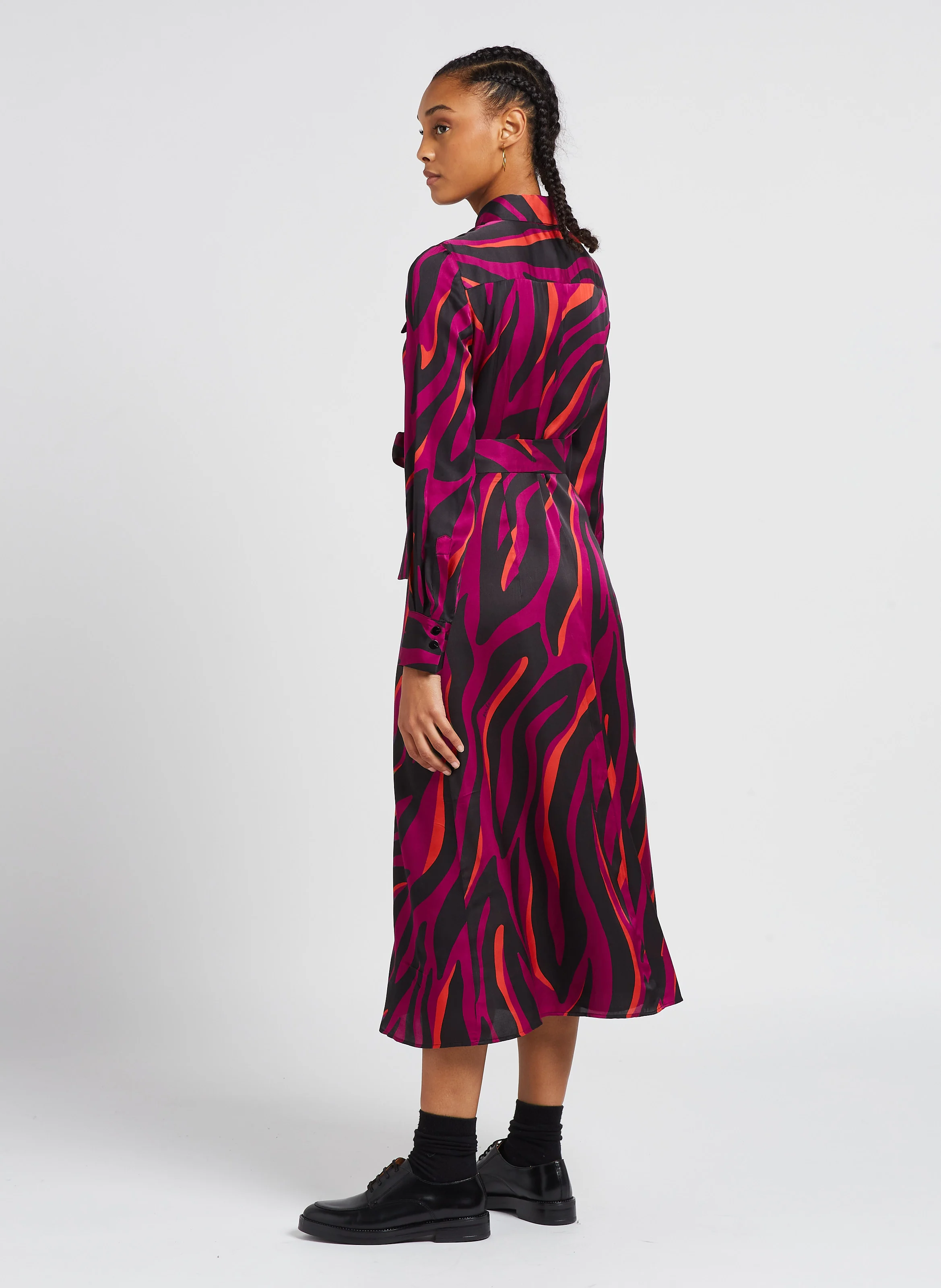 ASSENTE - Robe chemise droite à col classique | Multicolore
