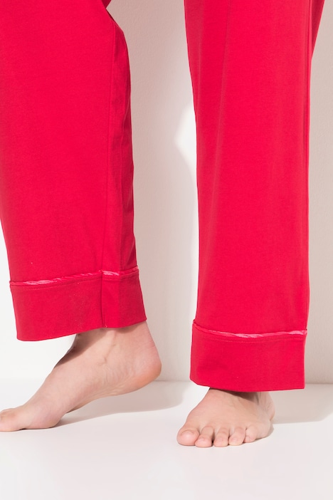Pyjama, Satin-Piping, Reverskragen, Langarm