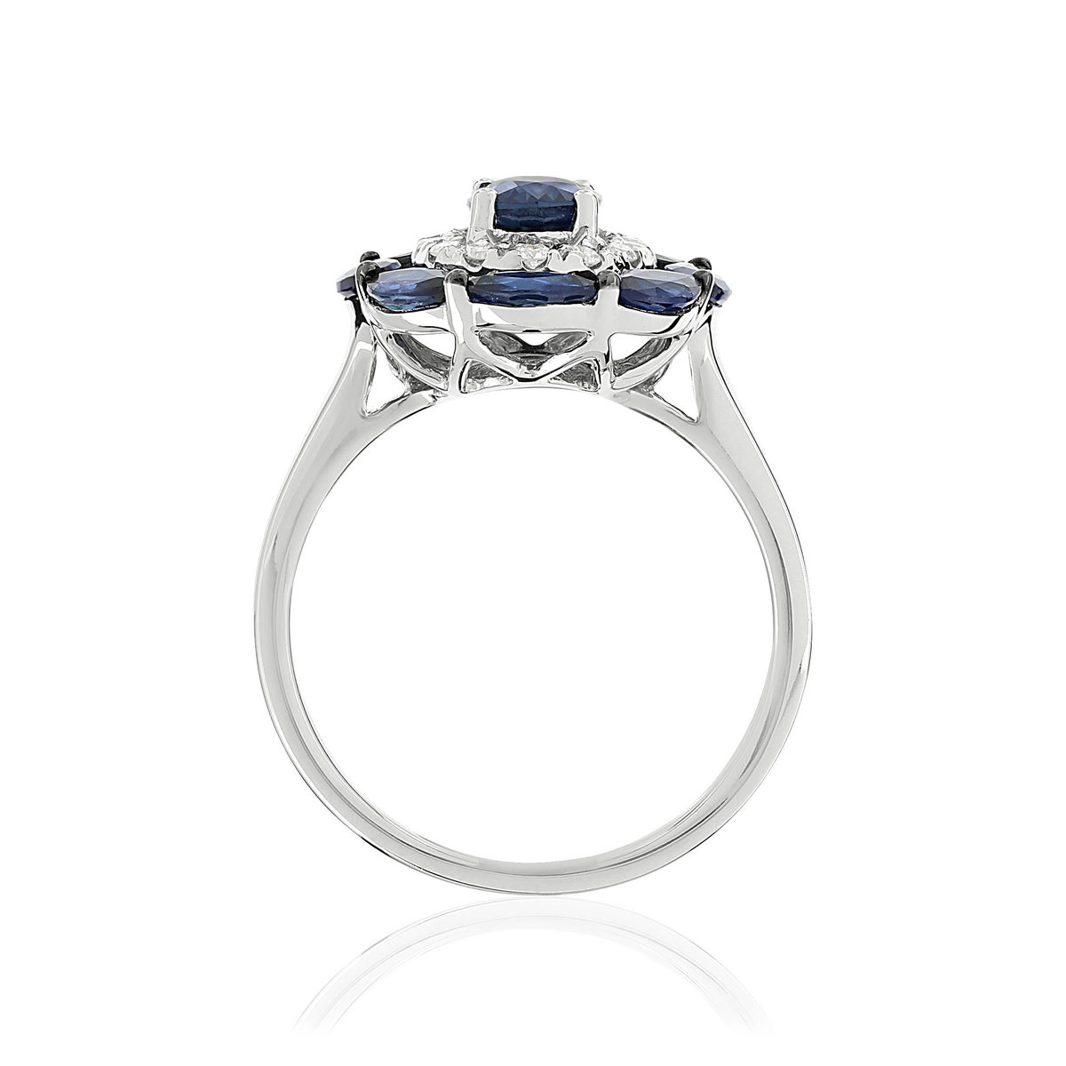 Bague or blanc 750 saphirs diamants