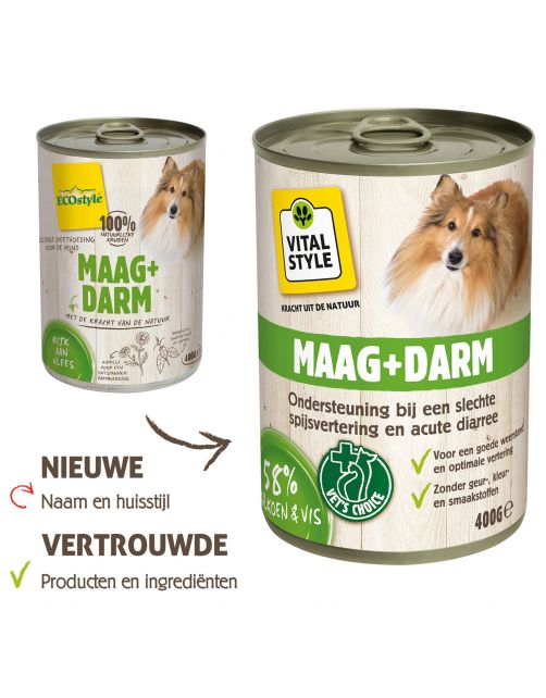 Vitalstyle Blik Vitaal Vlees Maag + Darm - Hondenvoer - 400 g