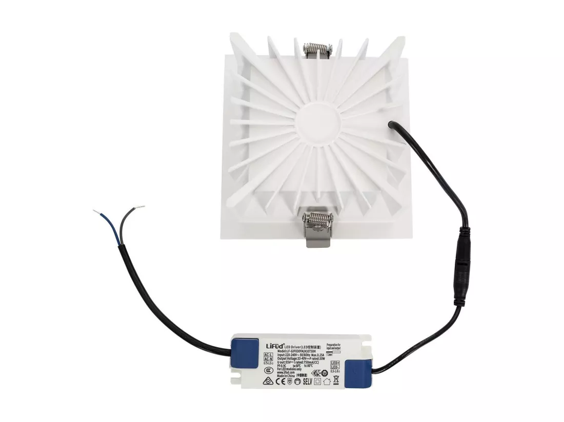 Downlight LED 30W Carrée Premium CRI90 LIFUD Coupe 145x145 mm Sélectionnable (chaud-neutre-froid)