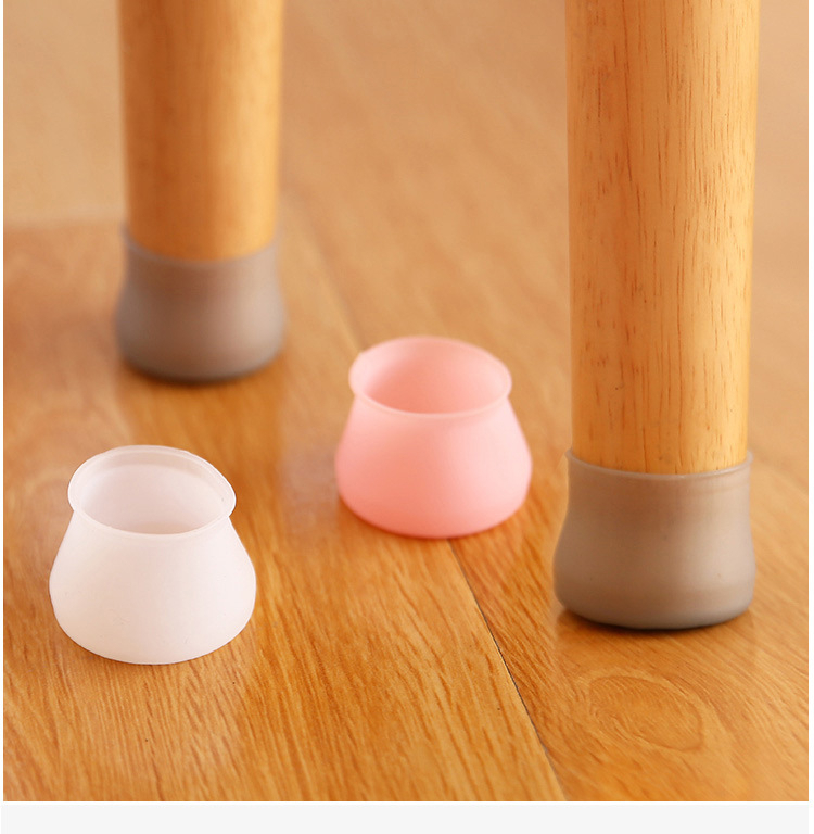(16er Set) Silikon Stuhlbein Kappen Schutz Tisch / Stuhl / Boden Schoner - Grau