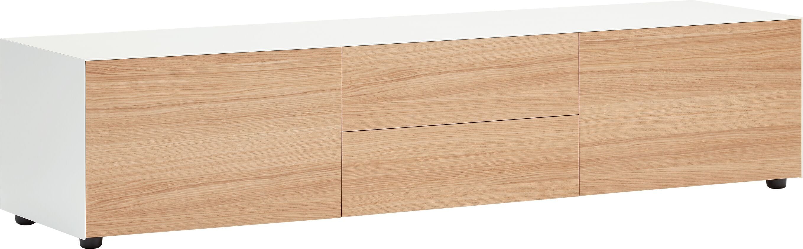 LUX Lowboard - Weiss / Eiche / B: 180.0 cm x T: 46.0 cm x H: 37.5 cm