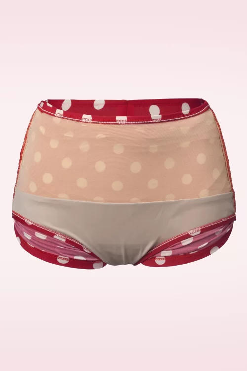 Esther Williams Klassieke Polka-bikinibroek in rood en wit