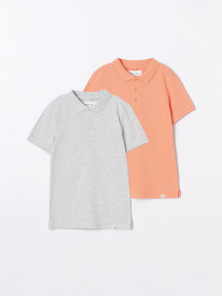 Pacote com 2 camisas polo básicas - Laranja vibrante